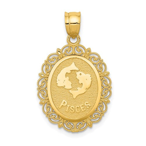 14k-solid-satin-polished-pisces-zodiac-oval-pendant-SolomonJeweler-Wichita-KS-CustomJewelry