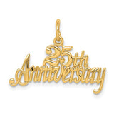 14k gold 25th anniversary charm pendant with engraved design, perfect for jewelry and celebration keepsake.