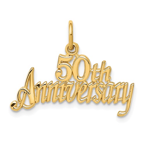14k gold 50th anniversary charm pendant featuring intricate design, perfect for commemorating special milestones.