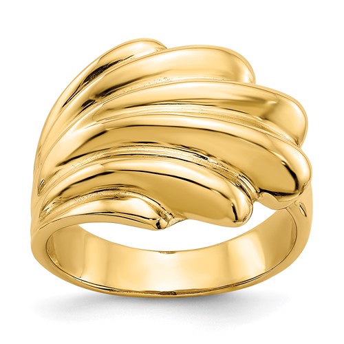 14k high polished dome ring from Solomon Jewelers, showcasing a smooth, shiny gold jewelry ring with a rounded dome design.
