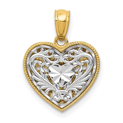 14k-two-tone-polished-diamond-cut-reversible-heart-pendant-SolomonJeweler-Wichita-KS-CustomJewelry