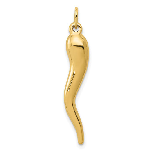 14k 3D Italian Horn Charm - Solomon Jewelers
