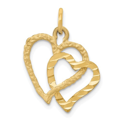 14k-polished-and-textured-double-heart-pendant-SolomonJeweler-Wichita-KS-CustomJewelry