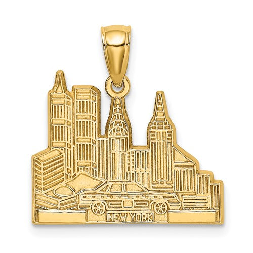 14k-cut-out-new-york-skyline-with-taxi-charm-SolomonJeweler-Wichita-KS-CustomJewelry