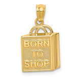 14k-shopping-bag-w-born-to-shop-pendant-SolomonJeweler-Wichita-KS-CustomJewelry