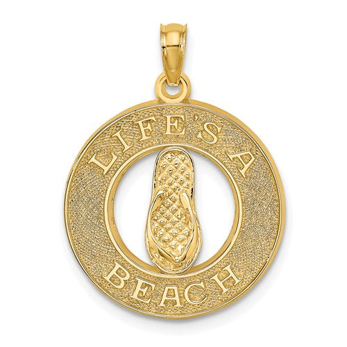 14k-lifes-a-beach-circle-w-flip-flop-charm-SolomonJeweler-Wichita-KS-CustomJewelry