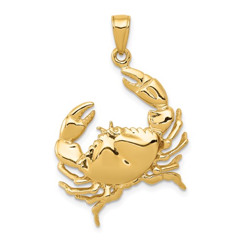14k-stone-crab-with-claw-extended-pendant-SolomonJeweler-Wichita-KS-CustomJewelry