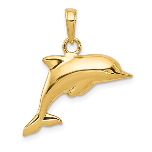 14k-polished-3-d-dolphin-pendant-SolomonJeweler-Wichita-KS-CustomJewelry