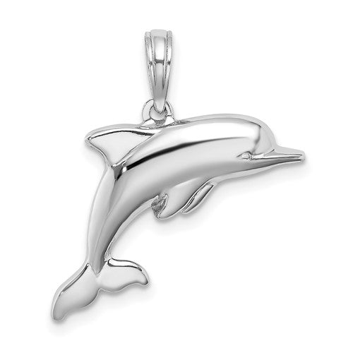 14k-white-gold-3-d-puffed-dolphin-charm-SolomonJeweler-Wichita-KS-CustomJewelry