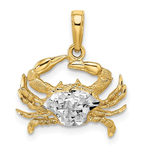 14k-w-rhodium-diamond-cut-blue-crab-pendant-SolomonJeweler-Wichita-KS-CustomJewelry