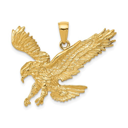 14k-textured-eagle-landing-pendant-SolomonJeweler-Wichita-KS-CustomJewelry