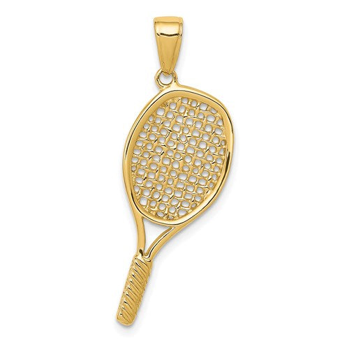 14k-solid-polished-3-d-tennis-racquet-pendant-SolomonJeweler-Wichita-KS-CustomJewelry