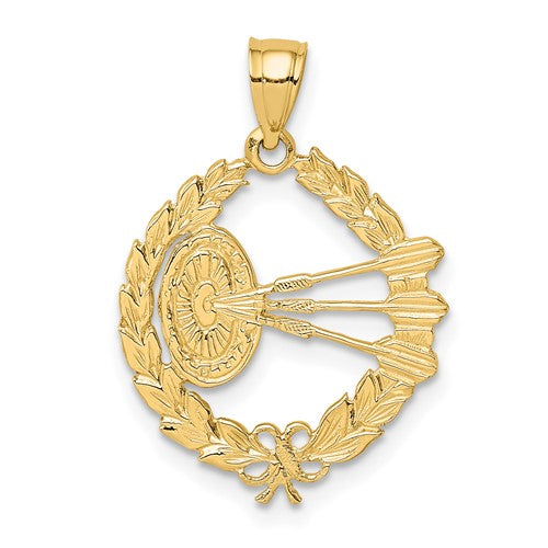 14k-dart-board-and-darts-in-leaf-design-charm-SolomonJeweler-Wichita-KS-CustomJewelry
