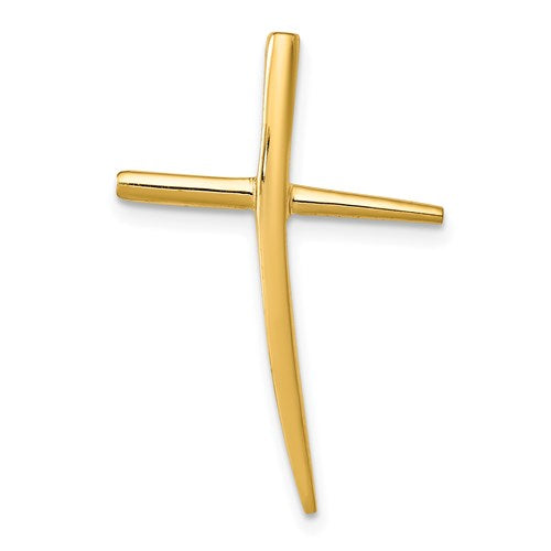 14k-polished-curved-cross-chain-slide-SolomonJeweler-Wichita-KS-CustomJewelry