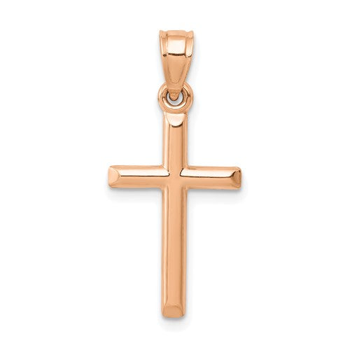 14k-rose-gold-polished-hollow-cross-pendant-SolomonJeweler-Wichita-KS-CustomJewelry