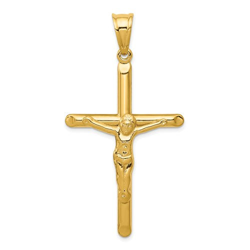 14k-polished-hollow-crucifix-pendant-SolomonJeweler-Wichita-KS-CustomJewelry