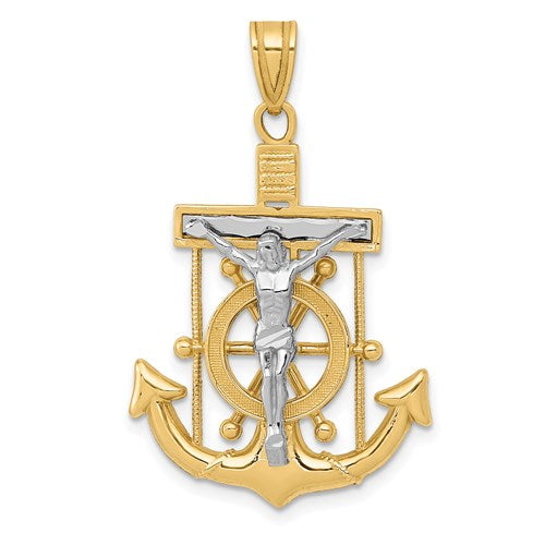 14k-two-tone-diamond-cut-mariners-crucifix-pendant-SolomonJeweler-Wichita-KS-CustomJewelry
