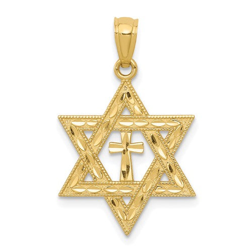 14k-diamond-cut-star-of-david-w-cross-pendant-SolomonJeweler-Wichita-KS-CustomJewelry