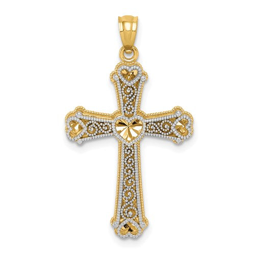 14k-two-tone-hearts-cross-pendant-SolomonJeweler-Wichita-KS-CustomJewelry