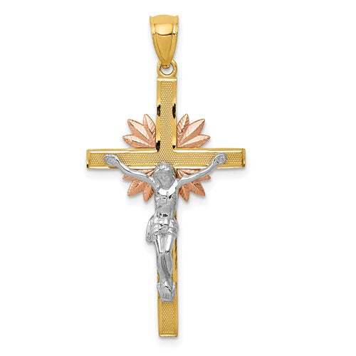 14k-tri-color-crucifix-pendant-SolomonJeweler-Wichita-KS-CustomJewelry
