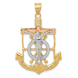 14k-tri-color-diamond-cut-w-textured-mariners-crucifix-pendant-SolomonJeweler-Wichita-KS-CustomJewelry