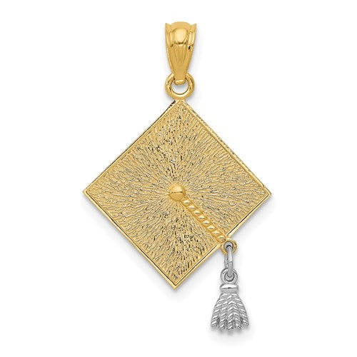 14k-w-rhodium-3-d-graduation-cap-w-moveable-tassel-pendant-SolomonJeweler-Wichita-KS-CustomJewelry