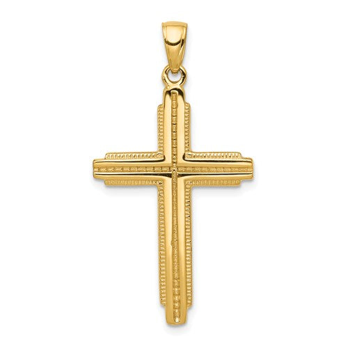 14k-textured-outline-cross-pendant-SolomonJeweler-Wichita-KS-CustomJewelry