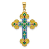 14k-acrylic-flower-center-budded-cross-pendant-SolomonJeweler-Wichita-KS-CustomJewelry