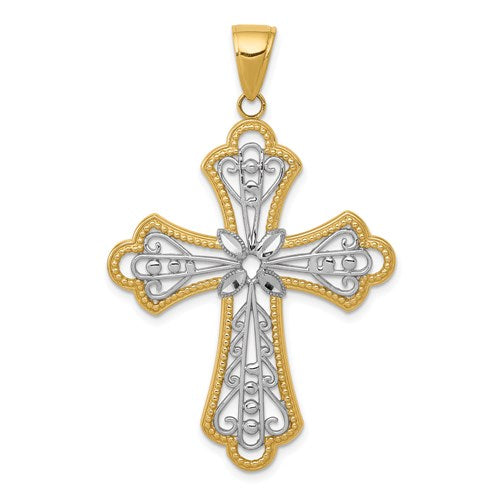 14k-w-rhodium-diamond-cut-filigree-cut-out-cross-pendant-SolomonJeweler-Wichita-KS-CustomJewelry