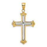 14k-w-rhodium-budded-yellow-cross-frame-pendant-SolomonJeweler-Wichita-KS-CustomJewelry