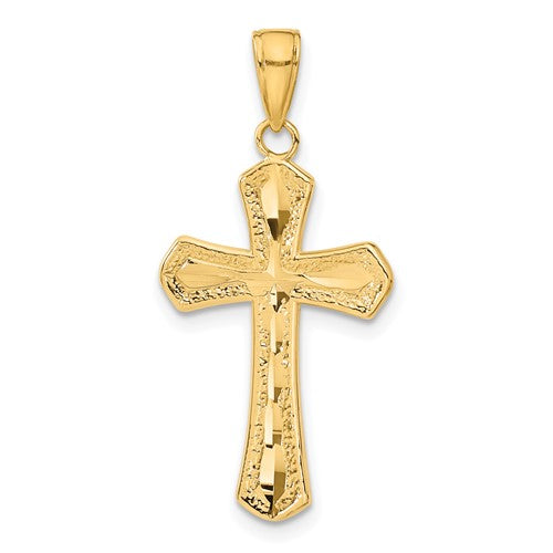 14k-diamond-cut-beveled-edges-cross-pendant-SolomonJeweler-Wichita-KS-CustomJewelry