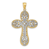 14k-two-tone-diamond-cut-layered-cross-pendant-SolomonJeweler-Wichita-KS-CustomJewelry