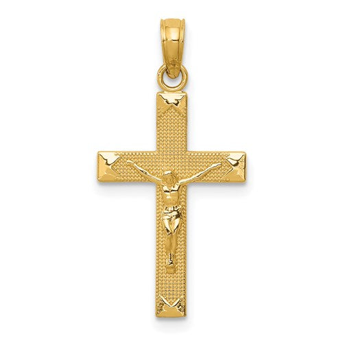 14k-beveled-tipped-crucifix-pendant-SolomonJeweler-Wichita-KS-CustomJewelry
