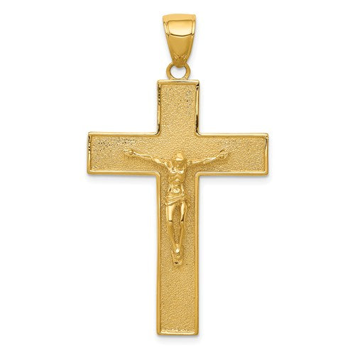 14k-textured-crucifix-latin-cross-pendant-SolomonJeweler-Wichita-KS-CustomJewelry