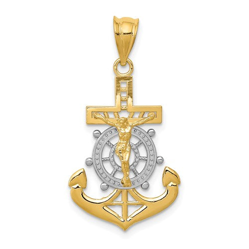 14k-w-rhodium-diamond-cut-mariners-crucifix-pendant-SolomonJeweler-Wichita-KS-CustomJewelry