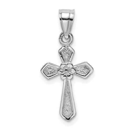 14k-white-gold-small-cross-w-flower-pendant-SolomonJeweler-Wichita-KS-CustomJewelry