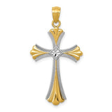 14k-diamond-cut-rhodium-budded-cross-pendant-SolomonJeweler-Wichita-KS-CustomJewelry