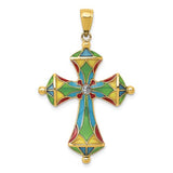 14k-multi-color-enamel-cross-pendant-SolomonJeweler-Wichita-KS-CustomJewelry