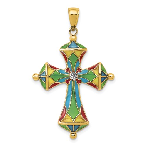 14k-multi-color-enamel-cross-pendant-SolomonJeweler-Wichita-KS-CustomJewelry