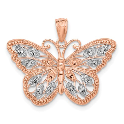 14k-rose-gold-w-rhodium-diamond-cut-butterfly-pendant-SolomonJeweler-Wichita-KS-CustomJewelry