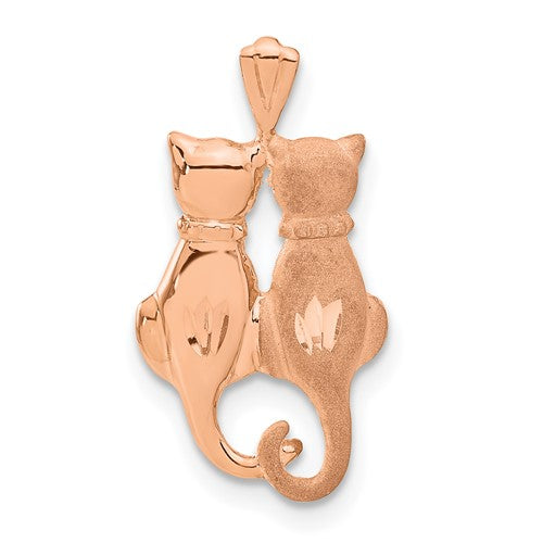 14k-rose-gold-polished-and-textured-sitting-cats-pendant-SolomonJeweler-Wichita-KS-CustomJewelry
