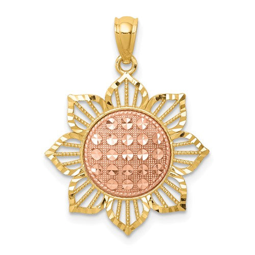 14k-two-tone-d-c-sunflower-pendant-SolomonJeweler-Wichita-KS-CustomJewelry