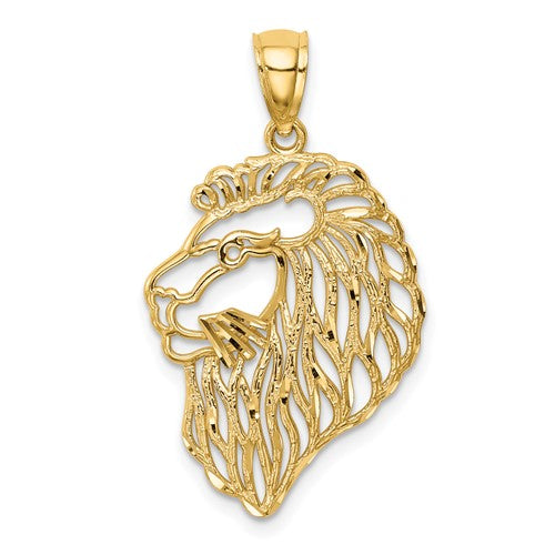 14k-diamond-cut-lion-profile-pendant-SolomonJeweler-Wichita-KS-CustomJewelry