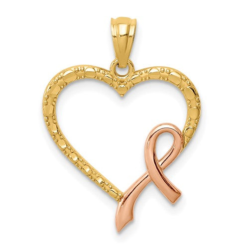14k-rose-rhodium-pink-ribbon-with-heart-pendant-SolomonJeweler-Wichita-KS-CustomJewelry