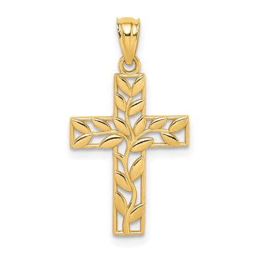 14k-leaf-cross-pendant-SolomonJeweler-Wichita-KS-CustomJewelry