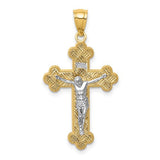 14k-two-tone-w-rhodium-inri-budded-crucifix-SolomonJeweler-Wichita-KS-CustomJewelry