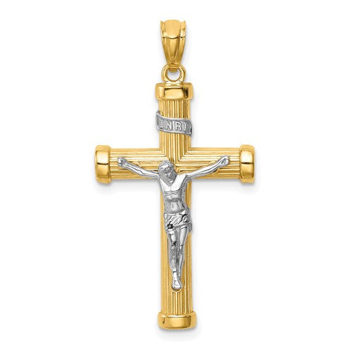 14k-two-tone-inri-crucifix-SolomonJeweler-Wichita-KS-CustomJewelry
