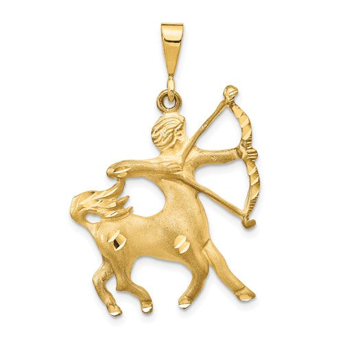 14k-satin-diamond-cut-sagittarius-zodiac-charm-SolomonJeweler-Wichita-KS-CustomJewelry