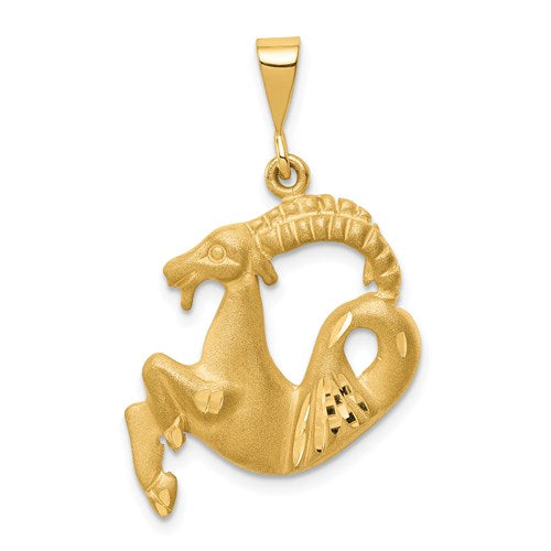 14k-satin-diamond-cut-capricorn-zodiac-charm-SolomonJeweler-Wichita-KS-CustomJewelry