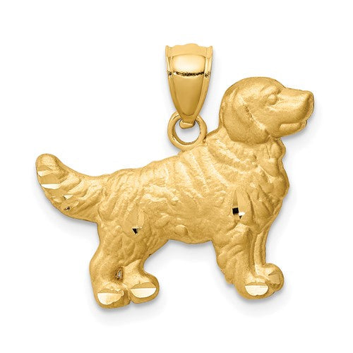 14k-diamond-cut-golden-retriever-pendant-SolomonJeweler-Wichita-KS-CustomJewelry